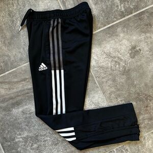 EUC Adidas Kids Black Track Pants with White Stripes Size YS (9/10)